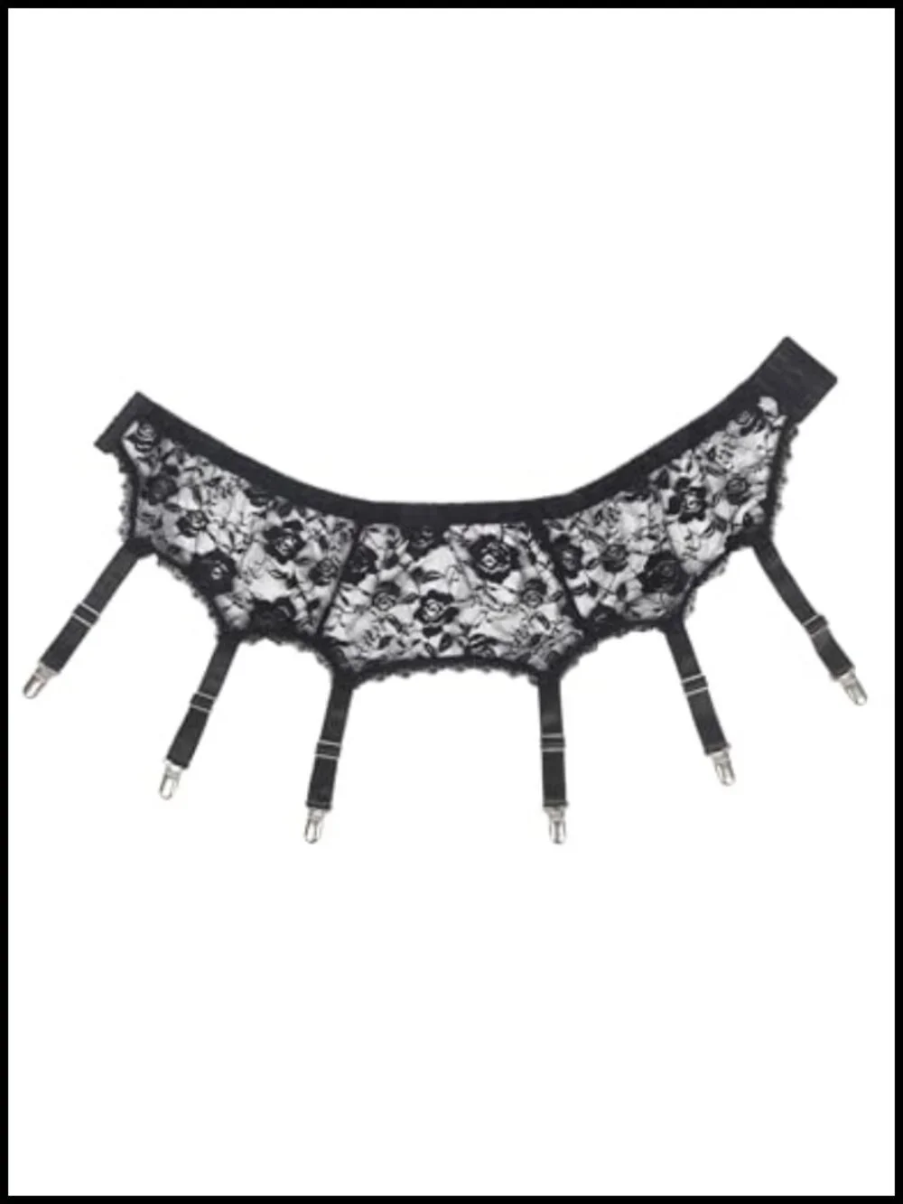 Men's 6-Strap High-Waist Lace Garter Belt with Metal Clamps Adjustable